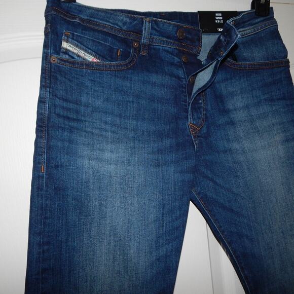 Diesel BUSTER Tapered Leg Dark Blue Faded Denim Trousers Jeans Men's 30 x 32 NWT - Picture 6 of 10